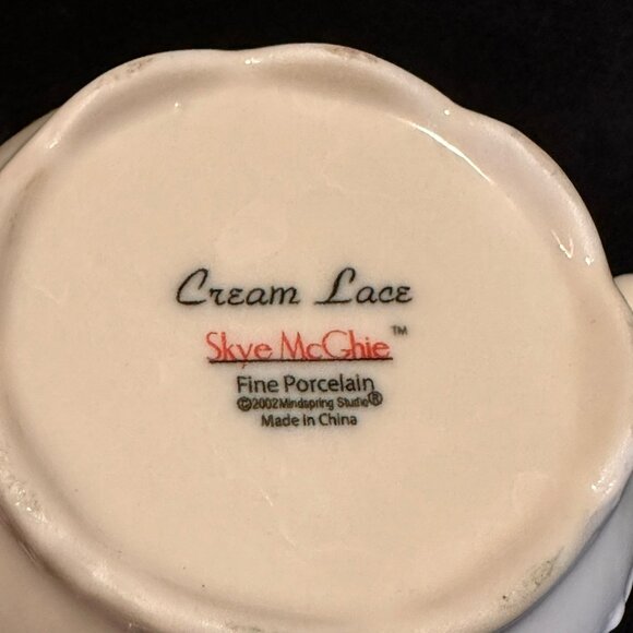 Vintage Skye McGhie Cream Lace Pattern, 2002 Fine Porcelain Sugar Bowl And Cream - Picture 4 of 10